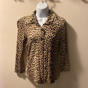 Guess cheetah print button down